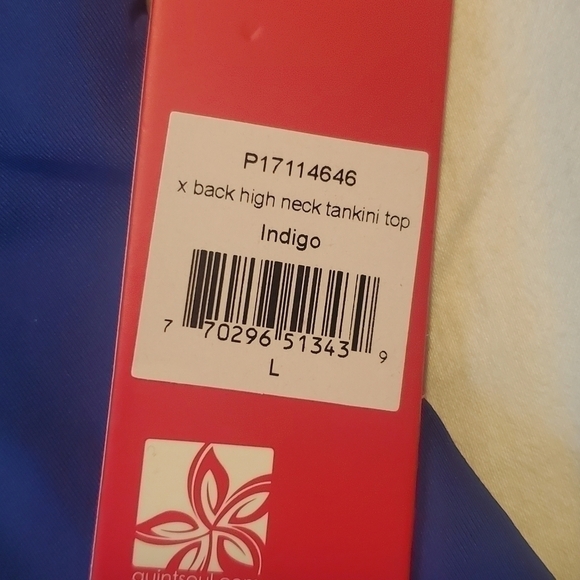 Quint Soul Pink Label Tankini large Indigo Blue Embroidery Edge Detail - Picture 4 of 9